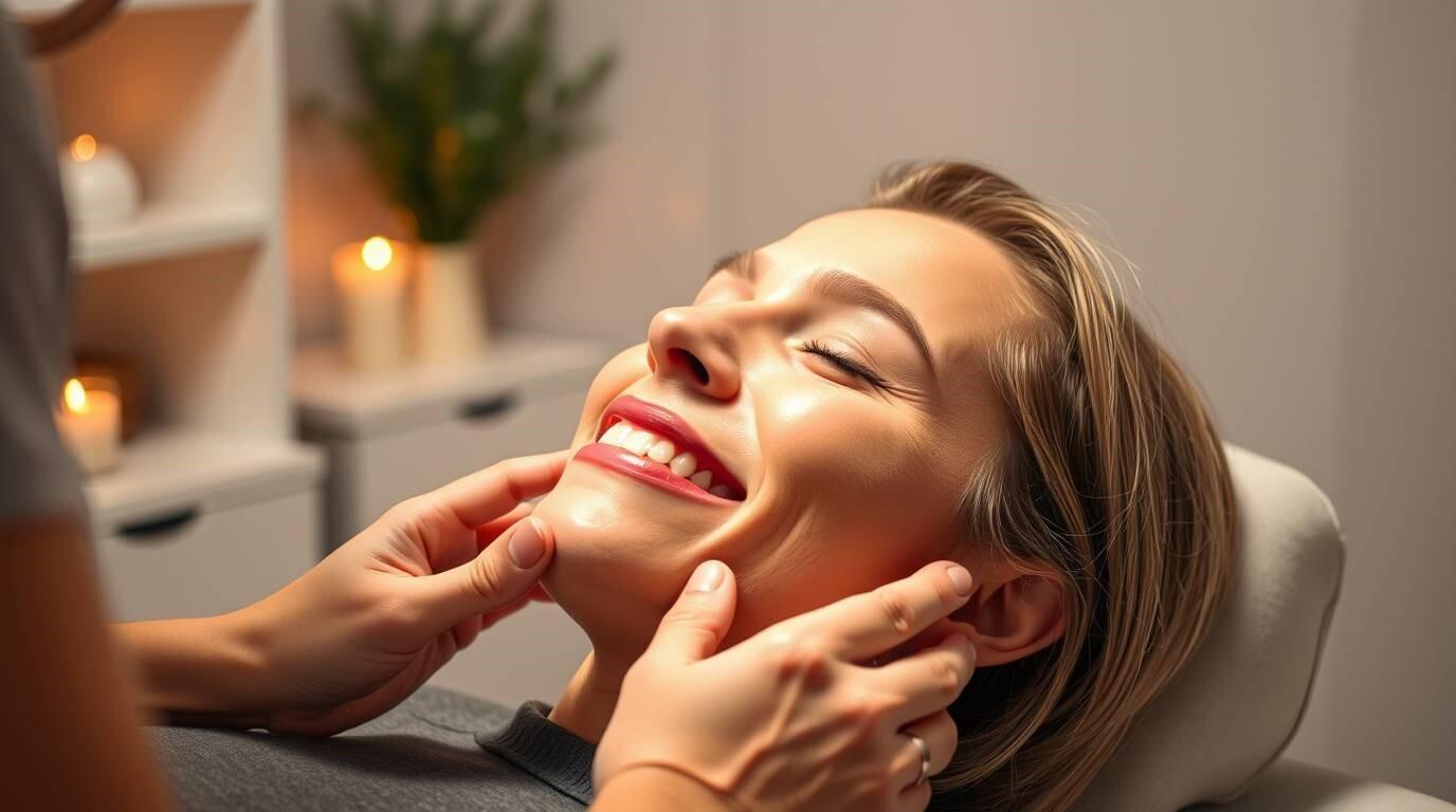 A patient receiving a gentle jaw treatment